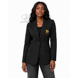 NCBW Sorority Women's Single Breasted Blazer Embroidered Notch Lapel Tailored Office Business <b>Suit</b> Jacket Formal Workwear - Product Image 5
