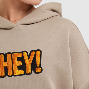 Pulls à capuche surdimensionnés pour femmes avec broderie 'Hey', style automne, épaules tombantes, poids lourd, OEM, livraison rapide - Product Image 6