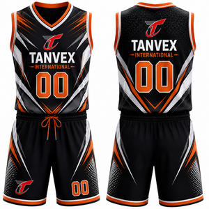 Ensemble de maillots de basket-ball sublimés TANVEX International, col en V, sans manches, séchage rapide, uniforme athlétique unisexe pour adultes, imprimé géométrique - Product Image 5