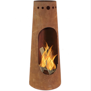 Hot Sale Rusty Outdoor Corten Steel Fire Pit Wood Burning <strong>Chimnea</strong> for Outside Backyard Patio - Product Image 4