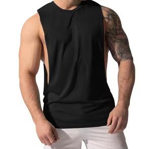 100% Cotton Custom <b>Men</b> Muscle Tank Top Big Cut Gym <b>Vest</b> Wholesale Fitness Singlet <b>Stringer</b> Training Sleeveless Sportswear OEM - Product Image 4