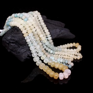 Cuentas de Aguamarina Multicolor de Calidad AAA+, Cuentas de Gemas de Aguamarina Natural Lisas en Forma de Rondelle, Hilo de 15 Pulgadas, Joyería de Aguamarina Multicolor Transparente - Product Image 1