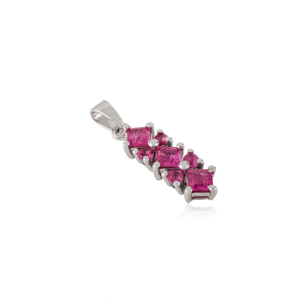Pendentif barre verticale en rubis naturel, design en grappe taille princesse et taille ronde, bijoux en argent fin 925 OEM/ODM, vente en gros - Product Image 3