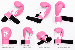 Guantes de Boxeo Profesionales Portátiles Dumela International, Color Rosa y Blanco, Cuero Genuino, Personalizados, Alta Calidad, Entrenamiento Vertical - Product Image 3