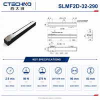 Módulo de Motor Lineal de Accionamiento Directo CTECHNO SLMF2D-32-290, Carga de Referencia de 11 kg, Plataforma de Posicionamiento con Recorrido de 290 mm para Unión de Cables