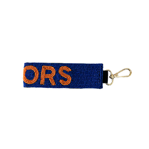 Hot Trendy Stylish GATORS Beaded Adjustable Game Day Keychain <b>Wristlet</b> Blue Orange Sports Fan Accessories Designed Keychains - Product Image 1