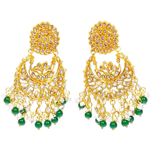 Vintage Kundan Diamond Cuff Hoop Earrings in Brass and Stainless Steel for Wedding - Product Image 2