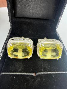 Boutons de manchette pour homme en argent sterling, design premium, couleur jaune jade, pierres précieuses, fabrication artisanale, cadeau pour lui. - Product Image 3