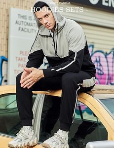 Men Contrast Panel Tracksuit Sportswear Set Premium Hoodie <b>Jogger</b> Tracksuit Casual Wear Tone Hoodie And <b>Jogger</b> Sportswear Set - Product Image 4