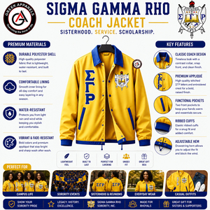 Sigma เสื้อแจ็กเก็ตโค้ชสำหรับผู้หญิงปักลายชมรมแกมมา Rho เสื้อแจ็กเก็ตสายแบบกำหนดสไตล์ได้เอง - Product Image 5