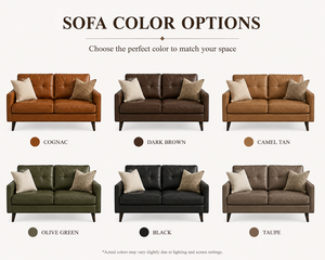 Retro Genuine Leather Loveseat Caramel <b>Small</b> Scale <b>Sofa</b> with Clean Lines for Modern Boho & Transitional Spaces - Product Image 5