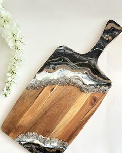 Planche à découper rectangulaire en résine et bois, artisanale, de style impérial, épaisseur 1,5 cm, design décoratif, passe au lave-vaisselle - Product Image 5