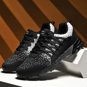 Zapatillas deportivas de suela gruesa 2025 para jóvenes, transpirables de malla, tendencia primavera-verano, estilo coreano, grandes, en blanco y negro, para caminar. - Product Image 3
