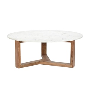 Ventura Bộ Sưu Tập Hiện Đại Vòng Bàn Cà Phê & <span class=keywords><strong>Top</strong></span> Bằng Đá Cẩm Thạch Bảng Trung Trong Xoài Gỗ Tự Nhiên Kết Thúc Cho Phòng Khách Đồ Nội Thất - Product Image 1