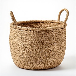 Panier en jonc de mer tressé à la main, structure robuste de qualité supérieure, conçu pour une utilisation durable au quotidien dans la cuisine et la salle de bain, design multifonctionnel - Product Image 1