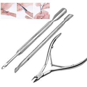 <b>Nail</b> Tools 3 PCs Set Cuticle <b>Nail</b> Nippers Pushers Stainless Steel Tools Set - Product Image 6