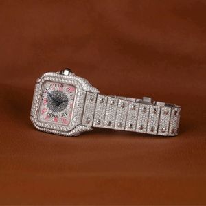 Montre de luxe antique ETA avec diamants pour homme, en acier inoxydable, mouvement à quartz analogique carré, chiffres romains, verre saphir, bracelet déployant - Product Image 3