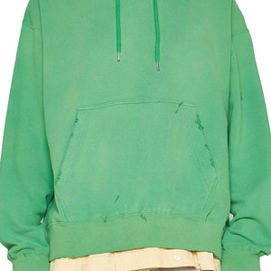 Sweat à capuche pour homme, effet usé, coupe oversize, en mélange de coton épais, fournisseur en gros OEM ODM - Product Image 4
