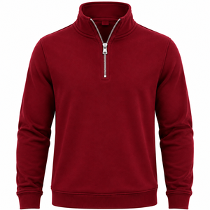 WARPRO INDUSTRY Men's Burgundy <b>Quarter</b> <b>Zip</b> Knit <b>Sweater</b> Regular Fit Stand Collar Long Sleeve Solid Color Winter Wear Back Front - Product Image 6
