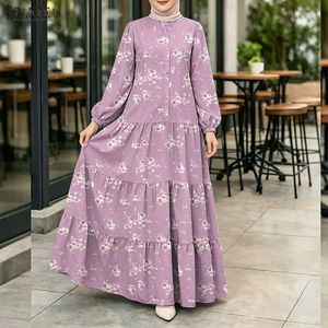 Robe longue en mousseline unie à manches longues pour femme, col rond, coupe droite, modeste, naturelle, simple, respirante, pour le printemps, soirée/formelle, ODM - Product Image 1