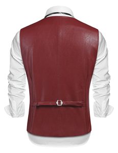 Chaleco de Cuero para Hombre, Corte Entallado, Cuello en V, Estilo Casual, Estilo Occidental, Venta al Por Mayor OEM - Product Image 5