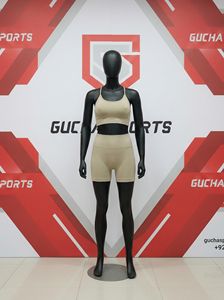 Ensemble de sport pour femme : soutien-gorge sans coutures et short taille haute, tissu extensible en nylon et élasthanne, respirant, coupe ajustée, idéal pour la gym, le yoga et les entraînements. - Product Image 2