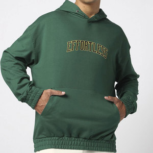 Sweat à capuche vert pour homme avec fermeture éclair intégrale, impression en relief personnalisée, coupe classique, logo gaufré, en molleton de coton, décontracté, pour l'automne - Product Image 5