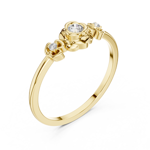 Bague solitaire florale en or jaune avec accents de diamants cultivés en laboratoire |   Bague de fiançailles élégante inspirée de la nature pour femmes - Product Image 4