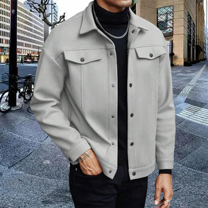 MAX WORLD ENTERPRISES Men's Black Canvas Hooded Breathable Streetwear Jacket Customized Collar <b>Covered</b> <b>Button</b> Closure Winter - Product Image 4