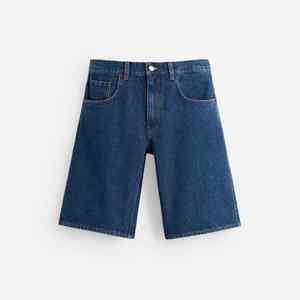Shorts en jean pour hommes respirants, style vintage streetwear, délavage clair, ourlet brut, avec strass, pour l'été - Product Image 5