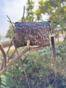 Sac à main en cuir de vache véritable, sac à franges, sac bohème sculpté, couleur Turquoise, sacs à main pour femmes - Product Image 4