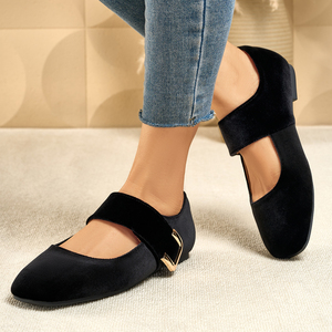 2026 New Arrival Spring Ladies Retro Velvet Mary Jane <b>Shoes</b> <b>Soft</b> Sole Square Toe Flat Height-Enhancing & Slimming - Product Image 2