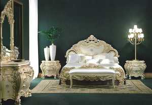 Royal Solid Teak Wood Bedroom Furniture Set Luxury Cream White Gold Carved King <b>Size</b> <b>Bed</b> 2 Nightstands Villa Master Suite - Product Image 3