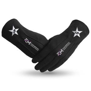 RMI Cotton Masonic <b>Gloves</b> Master Black Color Mason <b>Gloves</b> Cotton With Embroidered Cotton <b>Gloves</b> Made With Best Material - Product Image 1