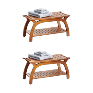 Asiento de Baño Minimalista de Gran Calidad, Ecológico y que Ahorra Espacio, con 2 Estantes, Mueble de Madera - Product Image 2