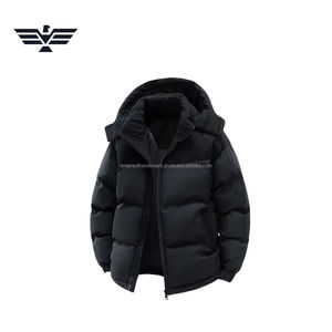 EMPIRE TREND WEARS <b>Men</b> Corduroy Panel Puffer <b>Jacket</b> Winter Insulated Quilted Letter Pattern Stand Collar Front Logo - Product Image 5