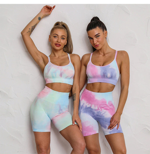 Conjuntos de Yoga de 2 Piezas de Cintura Alta para Mujer, Ropa Deportiva de Secado Rápido, Poliéster/Algodón sin Costuras, Trajes Deportivos para Gimnasio y Fitness, Venta al Por Mayor - Product Image 1