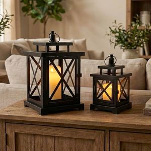Perfect Design Christmas Home Decor Hanging <b>Lantern</b> <b>Set</b> 2 Black Iron Modern Eco-Friendly Durable Hanging <b>Lanterns</b> Economically - Product Image 2