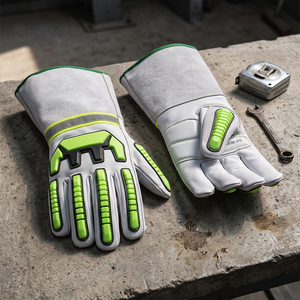 Guantes de Seguridad de Cuero de Vaca de Alta Resistencia con Revestimiento de Goma TPR para Protección de Manos en Trabajos Industriales, Soldadura TIG, Construcción y Tareas Mecánicas - Product Image 4