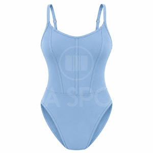 Maillot de bain une pièce haut de gamme pour femme, coupe haute, uni, tissé, design personnalisé, séchage rapide, respirant, éco-responsable, faible MOQ, vente en gros - Product Image 1