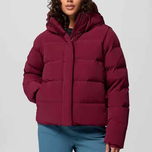 Women's Hooded Duck Down Cropped Puffer Jacket Lightweight <b>Thick</b> <b>Winter</b> Short Parka <b>Coat</b> Custom Logo Bubble Jacket - Product Image 1