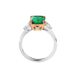 Wholesale 2ct Emerald Cut Lab Grown 18K <b>Two</b> tone Gold <b>Ring</b> Luxury Cadillac Cut Lab Diamond Three <b>Stone</b> statement engagement <b>ring</b> - Product Image 6