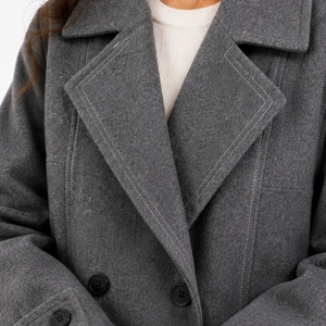 Gabardina de Lana Color Carbón Oscuro para Hombre, Corte Entallado, Estilo Minimalista para Otoño e Invierno, Decoración con Botones, Ideal para la Oficina y Uso Diario - Product Image 6