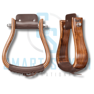 Étriers d'équitation en bois de qualité supérieure avec revêtement en cuir et quincaillerie en laiton, étriers de selle équestres - Product Image 4