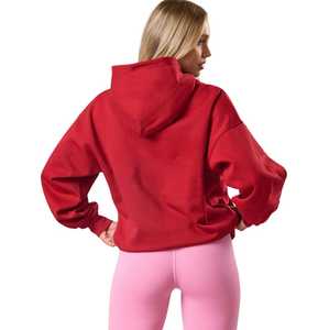 Sweat à capuche rouge pour femme, pull en polaire à manches longues, style décontracté streetwear, coupe ample, vêtement de mode pour tous les jours - Product Image 2