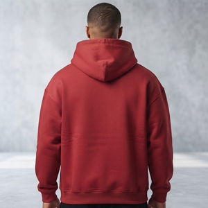 <b>Red</b> Hooded <b>Sweatshirt</b> <b>Men</b> Regular Fit 100% Cotton Fleece Front Pocket Casual Autumn Wear Printed Logo - Product Image 4