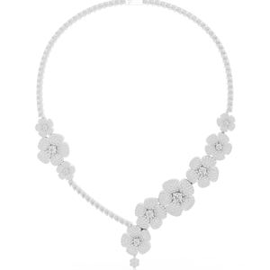 Collar de Flor de Moissanita en Oro Rosa para Mujer, Gargantilla con Aspecto de Diamante, Joyería Elegante - Product Image 4