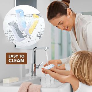 Set di 3 Piccoli Raschietti per Vetri Doccia e Finestrini Auto, Casa e Cucina, in Grigio, Giallo e Blu - Product Image 6