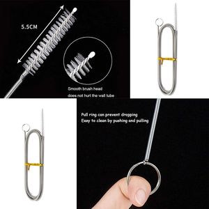 Lot de 2 brosses de nettoyage flexibles de 60 pouces en acier inoxydable et poils en nylon pour la maison, la cuisine et le nettoyage de l'eau des aquariums - Product Image 6