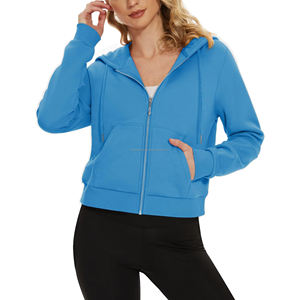 Muy bien hecho Slim Fit Zip-Up Streetwear Jogging sudadera para mujer Color sólido manga larga Sudadera con capucha lentejuelas decoración frontal - Product Image 1